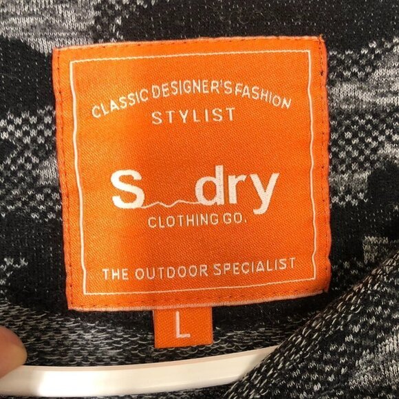 S--dry Black Grey Camoflauge Camo Raw Edge Long Sleeve Top Sz L - Picture 6 of 7